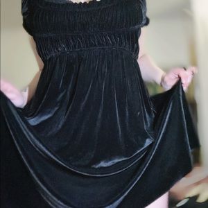Free People Black Velvet Babydoll Dress XL